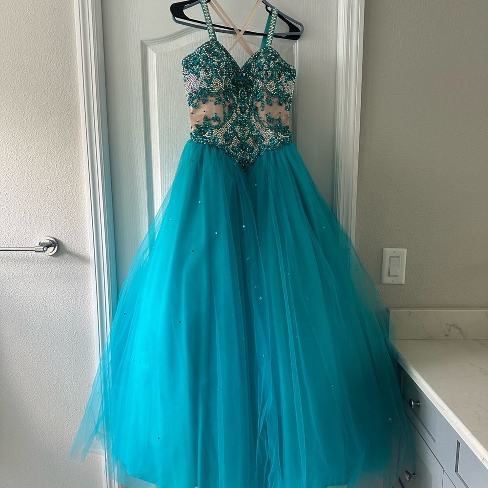 Mori Lee Teal Formal Kids Dress